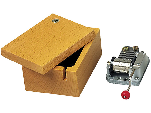 Holzbox für Musikwerk mit Kurbel
