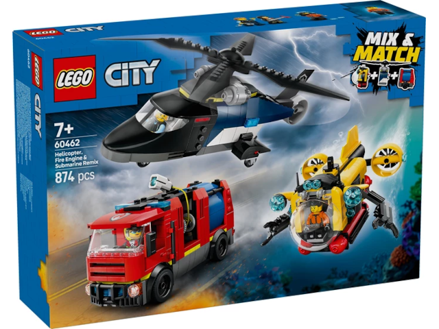 Hubschrauber, Löschauto und U-Boot, Lego City