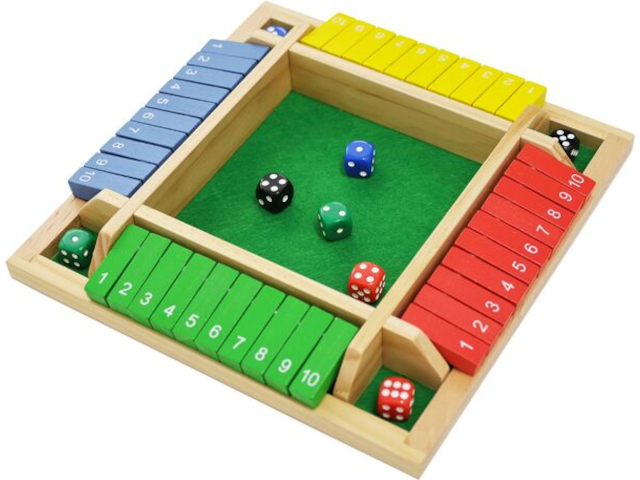Shut the box Würfelspiel 4 Spieler