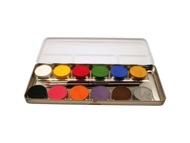 Karnevalsschminke 12 Fb. Metall-Palette